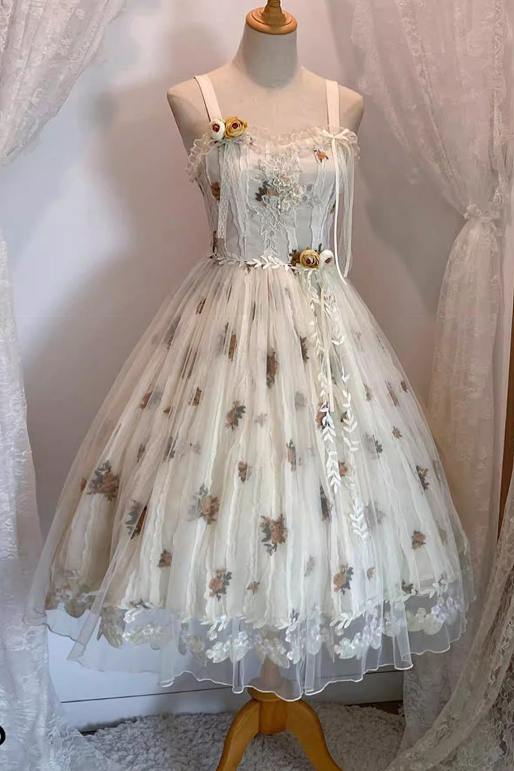 Chloris - Floral Embroidered Sweet Lolita JSK Dress in Apricot - image 11