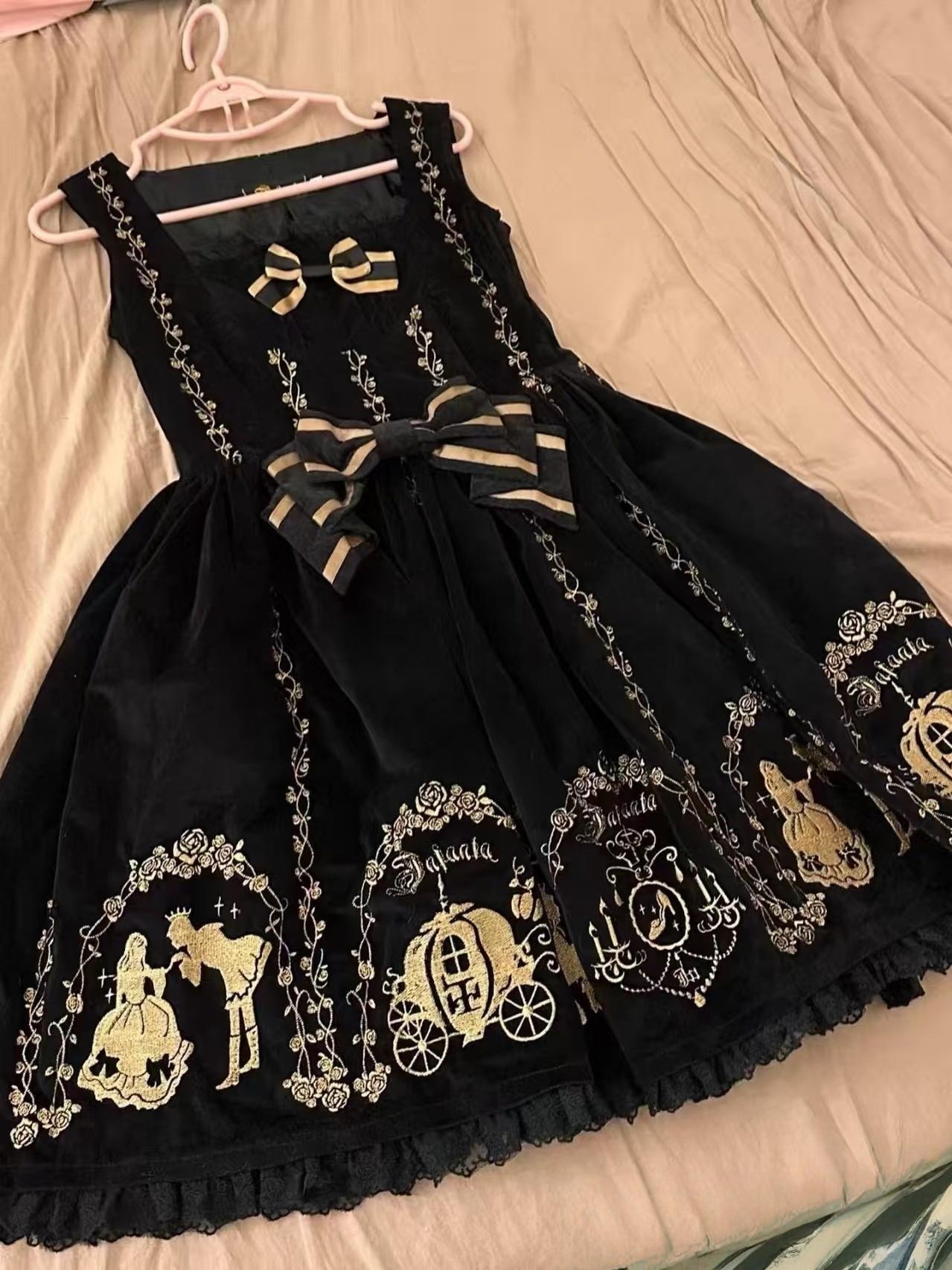 Cinderella Velvet Classic Lolita JSK Dress with Princess Embroidery - image 11