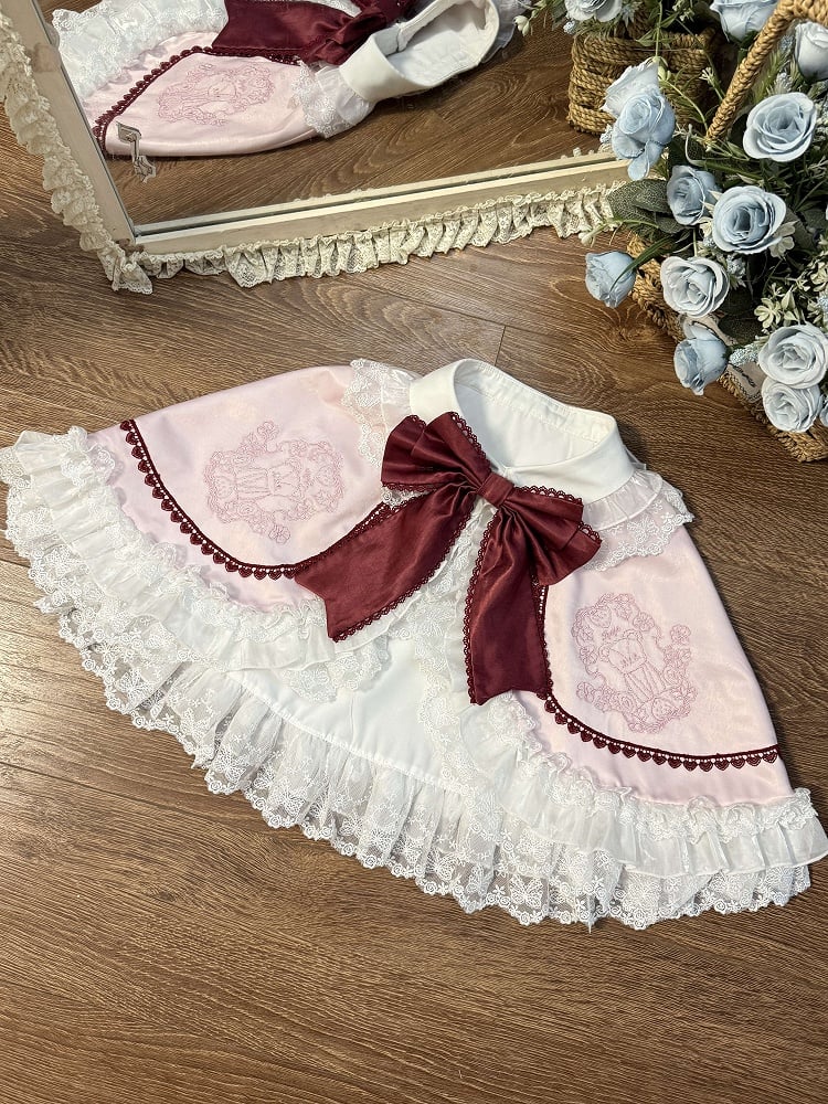 Teddy and Strawberry Embroidery Pink Sweet Lolita OP Dress Full Set - image 10