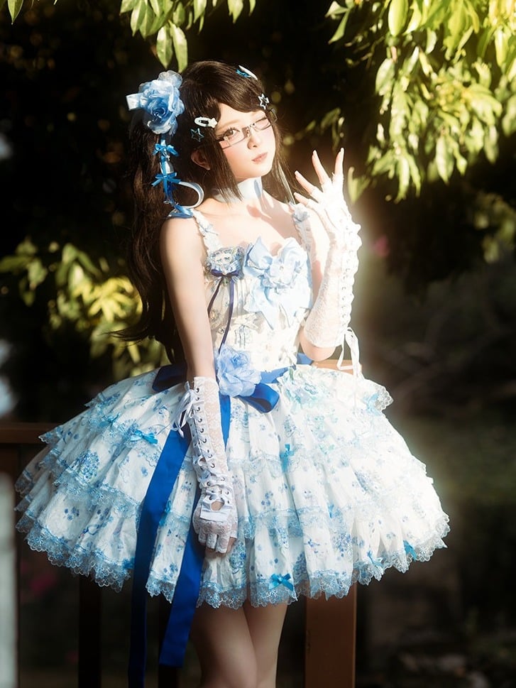 Floral Lolita Dress with Bow Train - image 2
