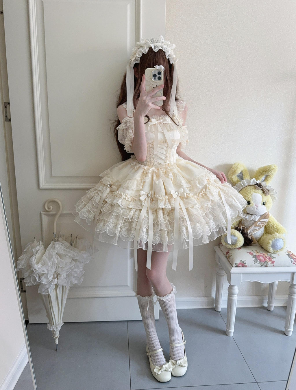 Ribbons of Love Sweet Lolita Tiered JSK Dress - image 7