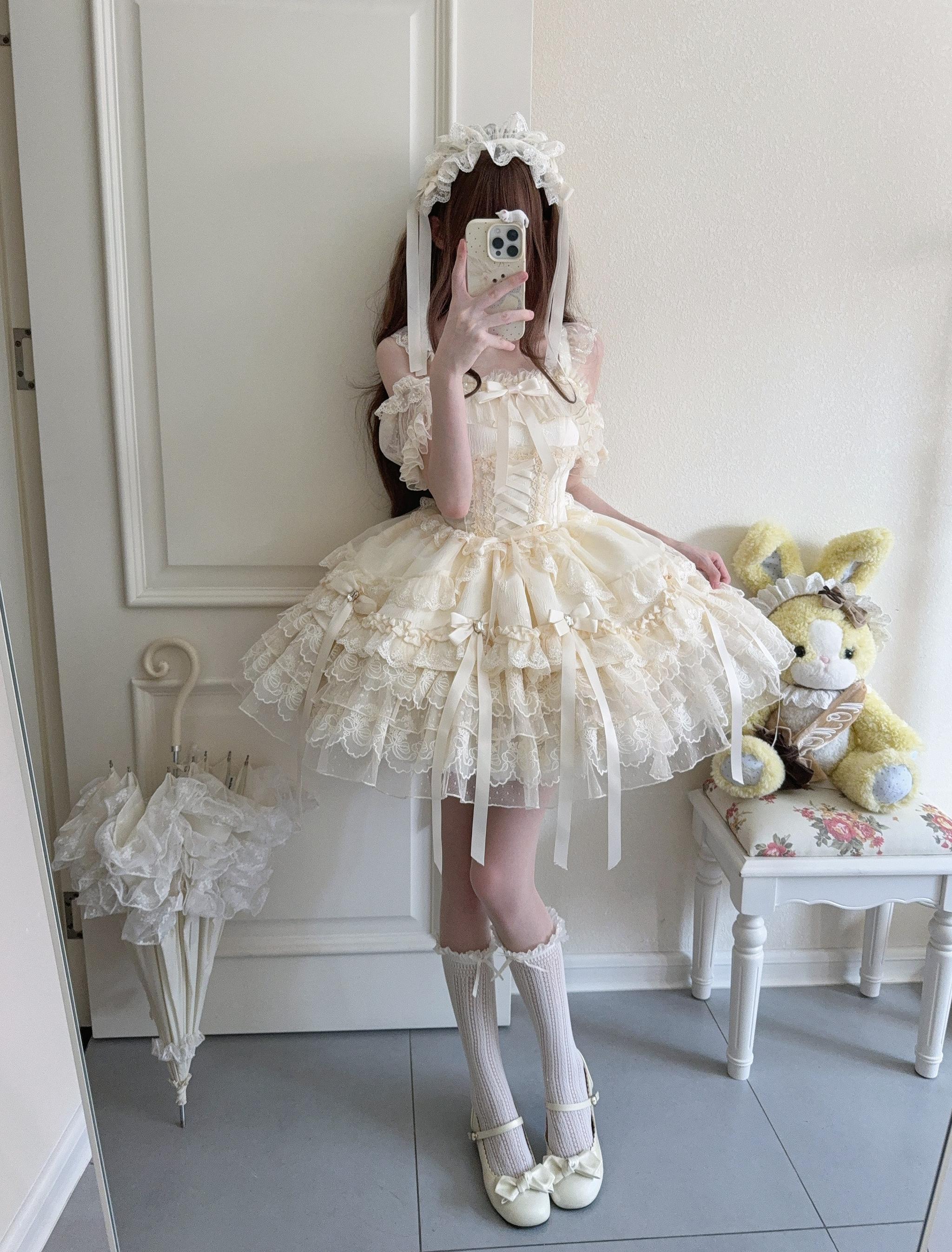 Ribbons of Love Sweet Lolita Tiered JSK Dress - image 7