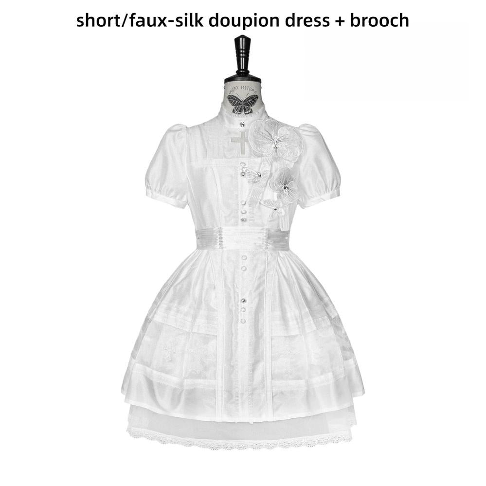 Ghost Orchid - Gothic Lolita OP Dress, Embroidered Cross - image 45