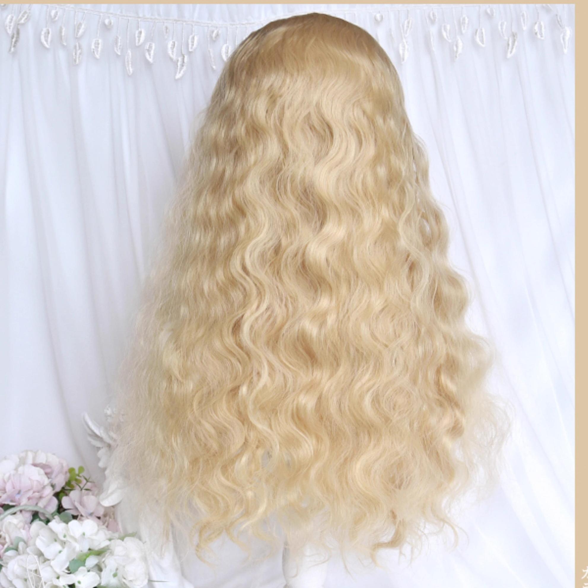Black Gold Girl - Elegant Lolita Wig Golden Long Curly Hair - image 9
