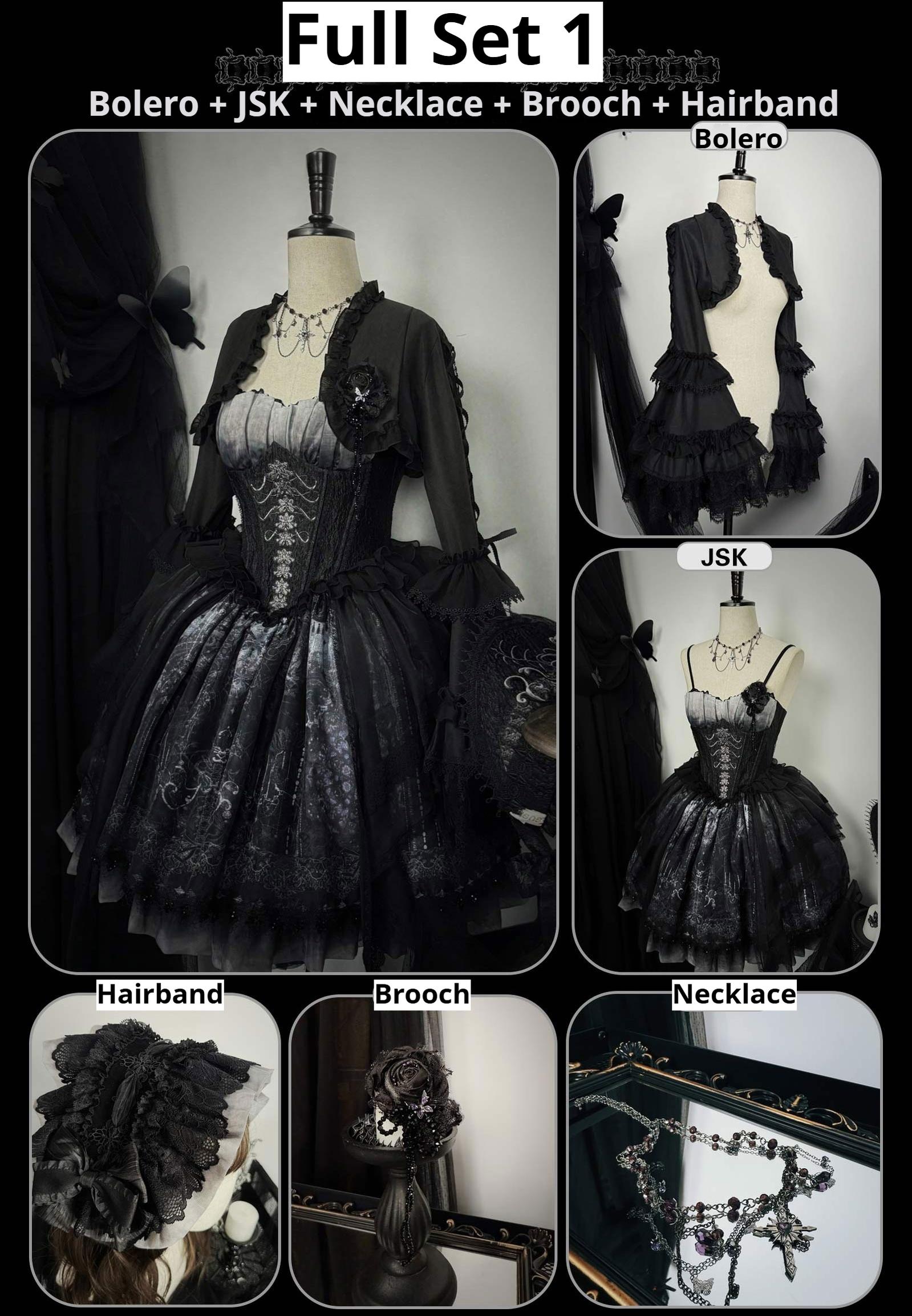 Bone-Eroded Butterfly - Gothic Lolita JSK & SK Set - image 6