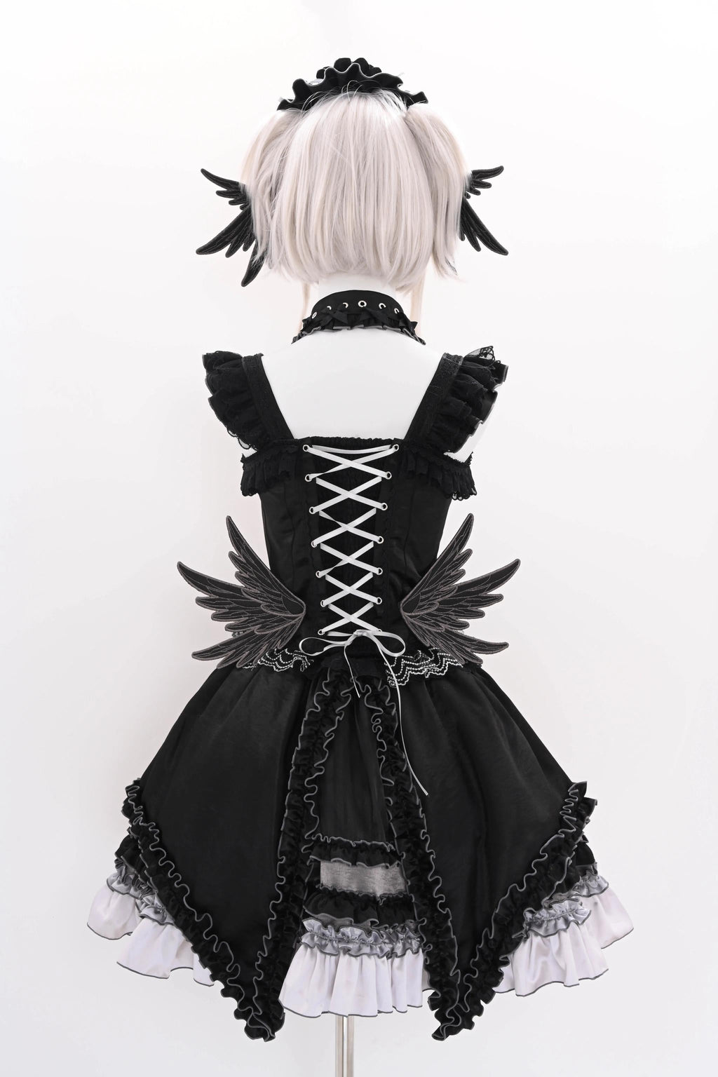 Metallic Angel Black Gothic Lolita Top and Ruffled Skirt Set - image 13