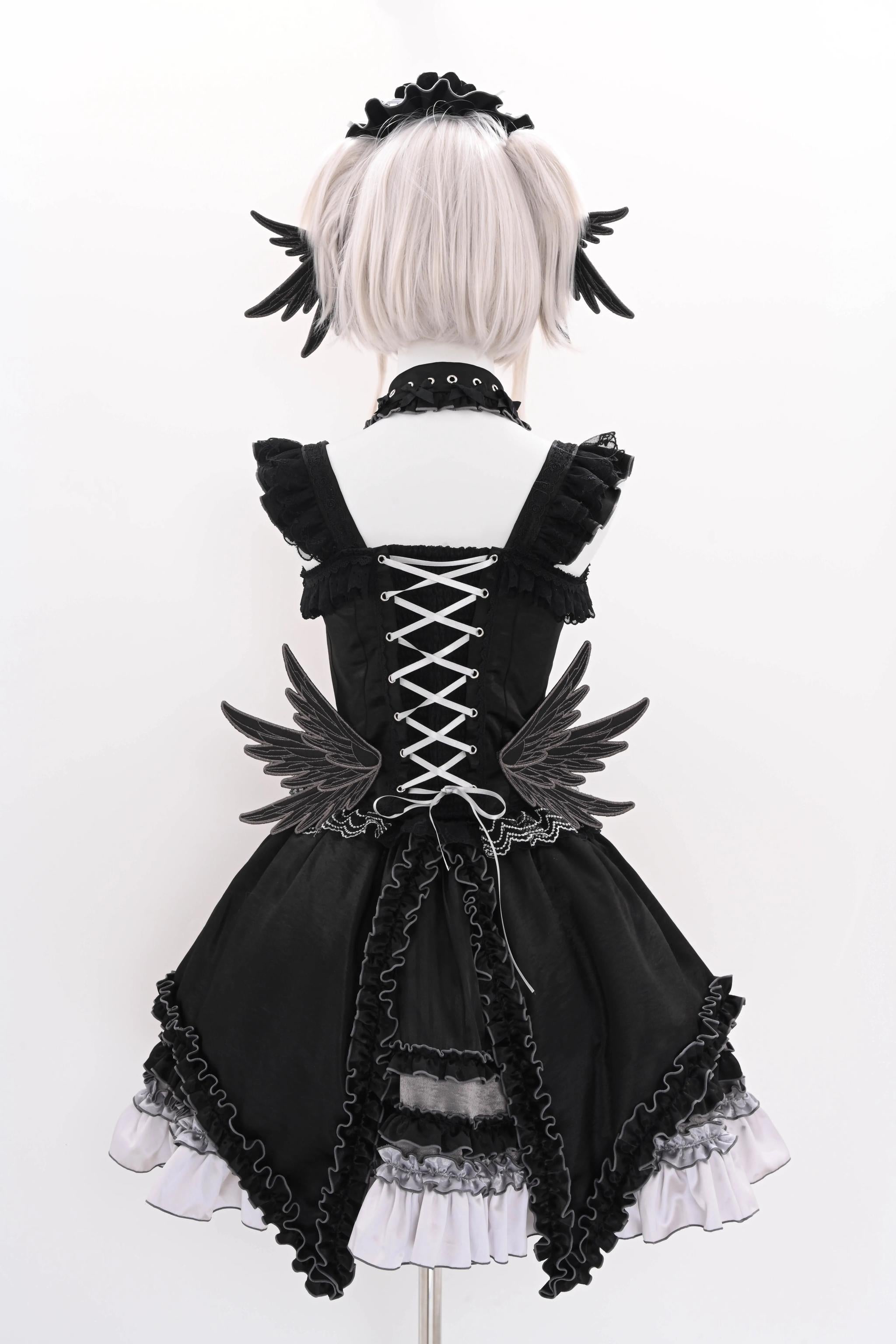 Metallic Angel Black Gothic Lolita Top and Ruffled Skirt Set - image 13