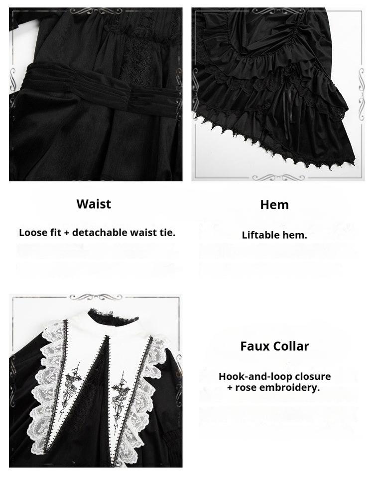 Dawn Bell & Dusk Song - Gothic Lolita Velvet OP Dress, Back Zipper and Accessories - image 23