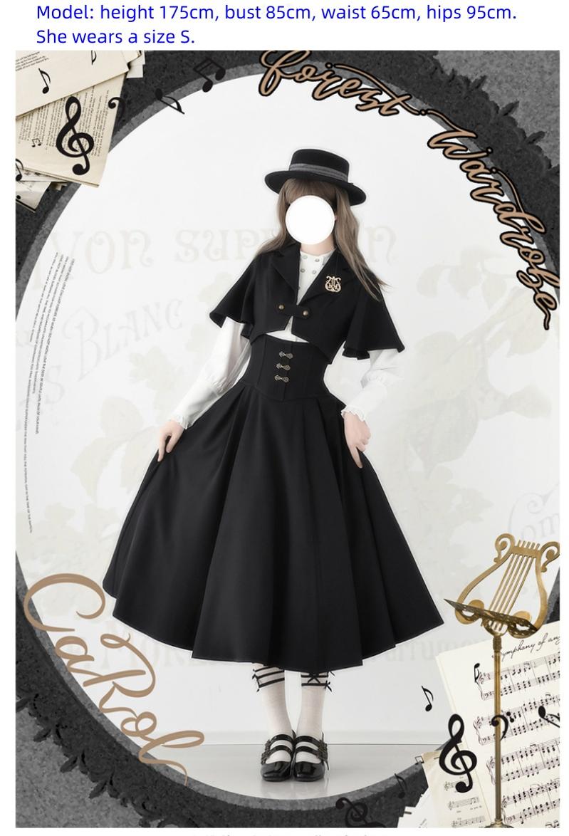 Vintage Lolita Fishbone Halter Skirt and Autumn Jacket - image 20