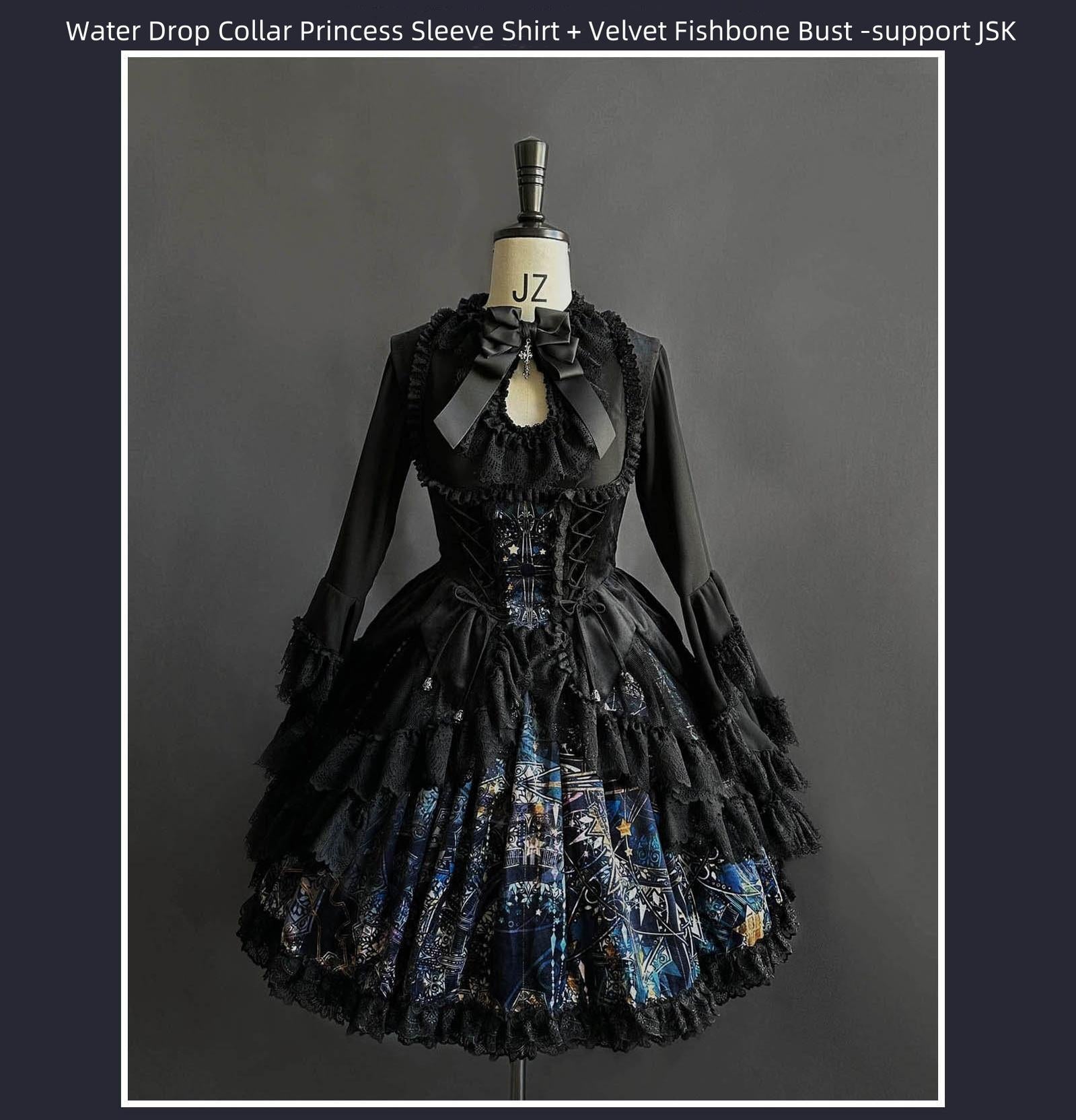 Night Traveler - Classic Gothic Lolita Dress with Stained Glass Window Print - image 11