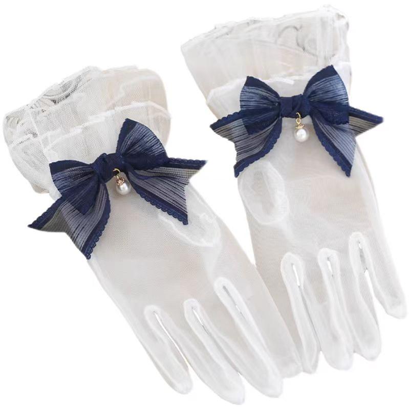 Elegant Lolita Bow Gloves, Retro Lace Glove - image 4