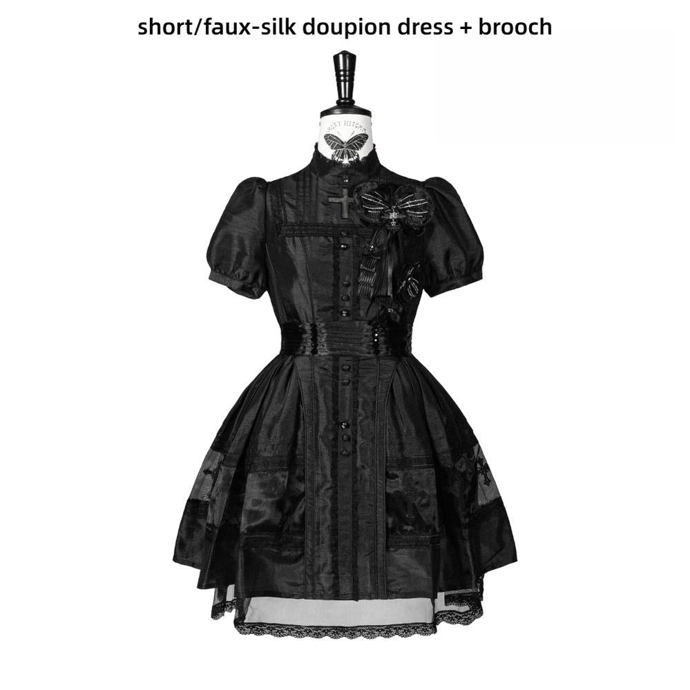 Ghost Orchid - Gothic Lolita OP Dress, Embroidered Cross - image 49