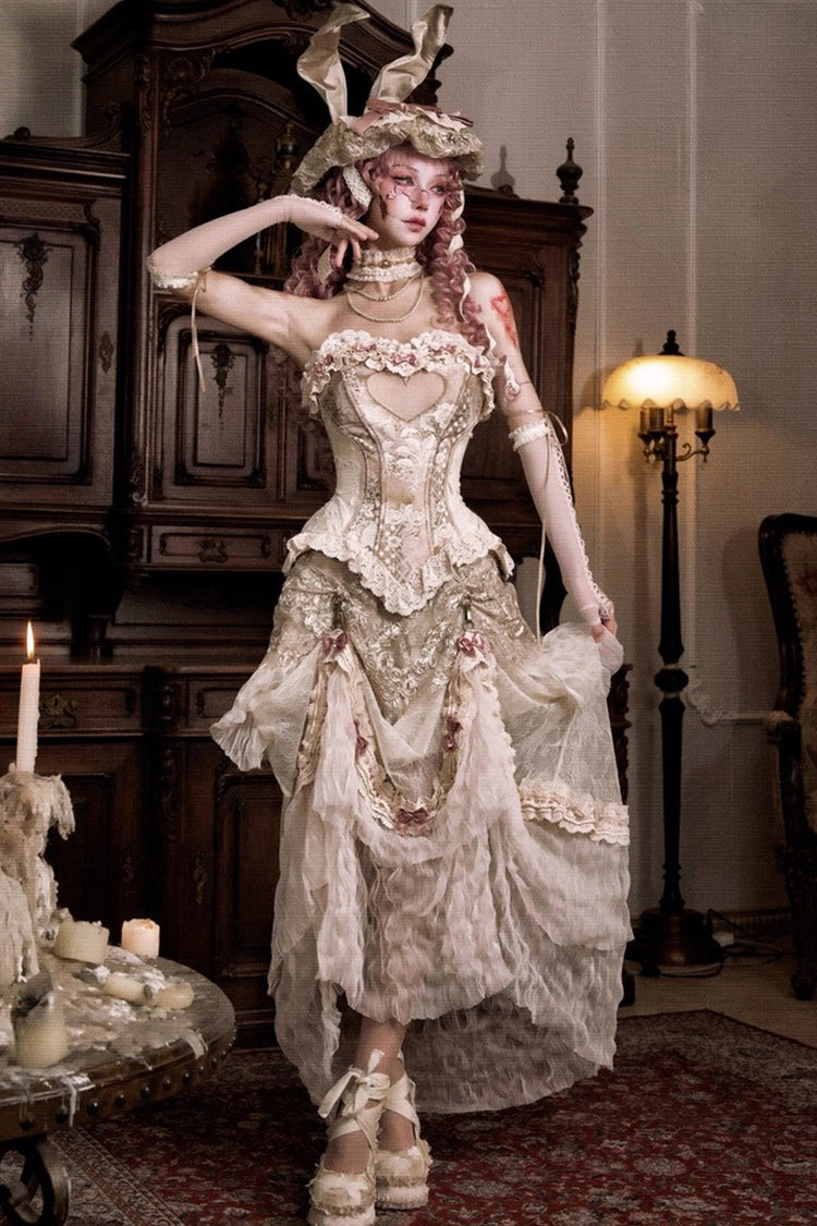 Cupid's Poetry Box Classic Elegant Lolita Long Skirt in Light Brown - image 7