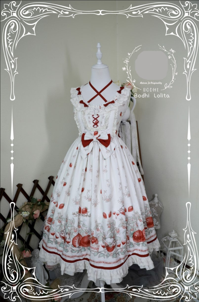 Strawberry Fruit Tea SP - Apricot Sweet Lolita Jumper Dress - image 23