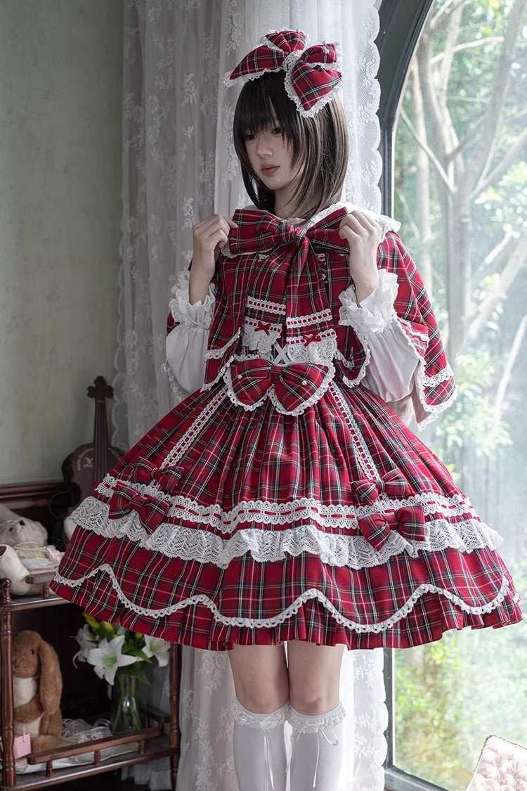 Gingham Petal Bunny - Short Sleeves Printed Ruffled Bow Sweet Lolita OP Dress - image 11
