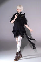 Black Gothic Ouji Lolita Top, Shorts and Scarf Set in 2 Sleeve Versions - image 12