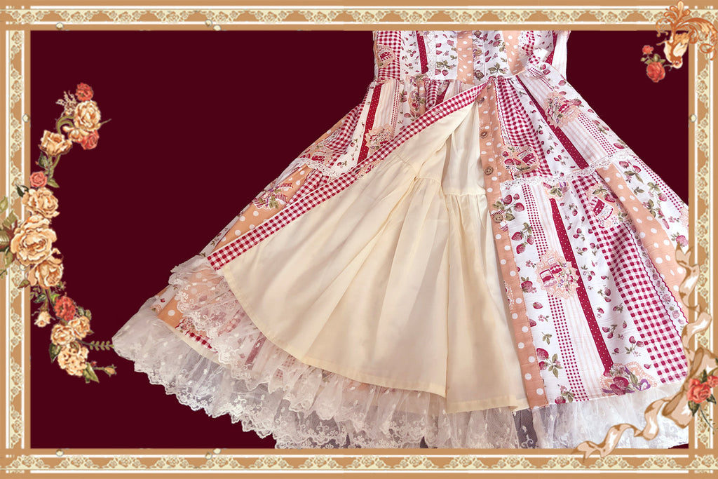 Strawberry Plaid - Sweet Lolita JSK Dress - image 8
