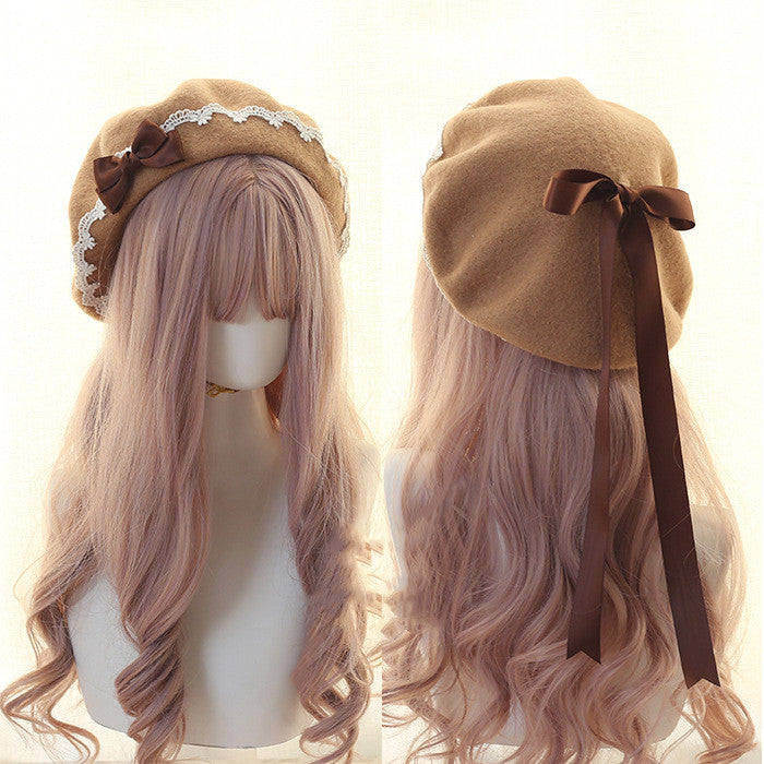 Sweet Woolen Lolita Lace Beret, Japanese Style - image 9