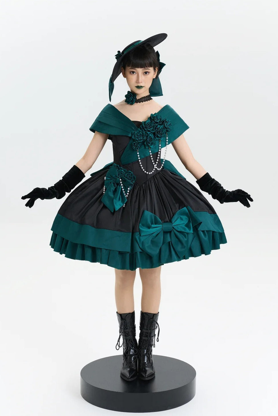 Treasure Chest Rose Lolita Green Dress - image 4
