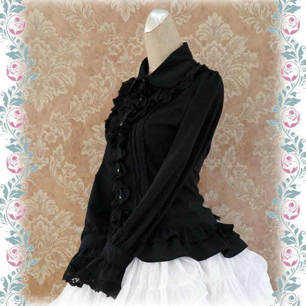 Elegant Lace-Up Back Lolita Blouse - image 11