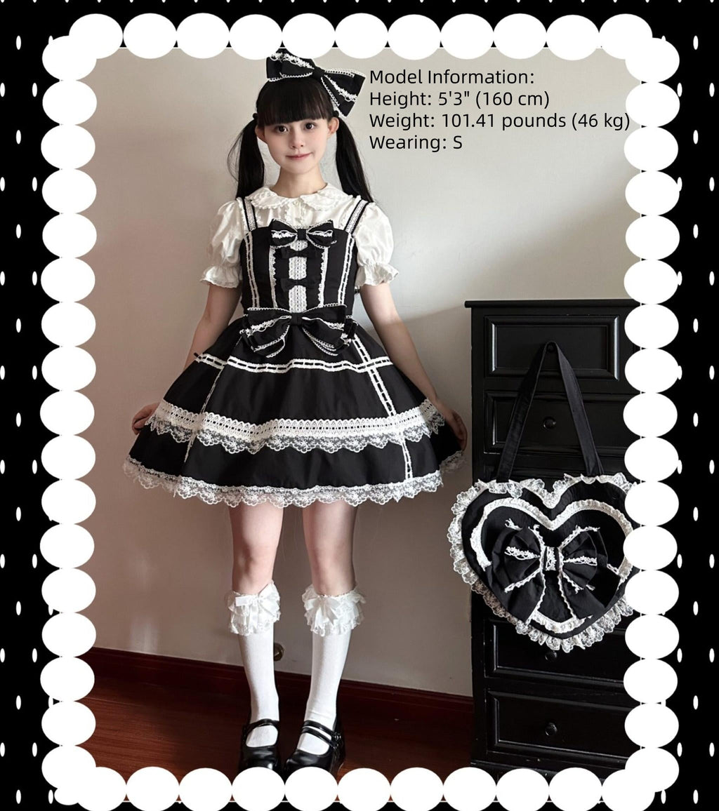 Old Heartache - Cotton Old School Lolita JSK Dress with Bows and Accessories - image 6