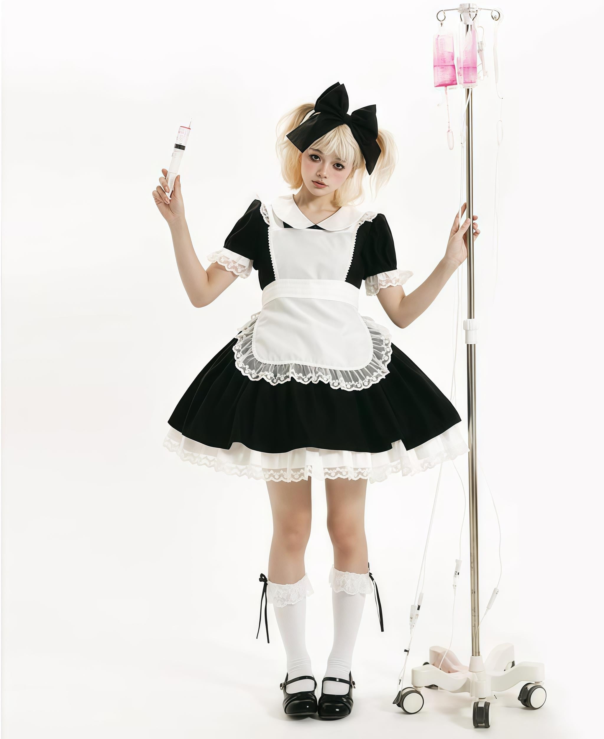 Dream Doll - Plus Size Maid Lolita OP Suit Black and Blue Dress - image 3