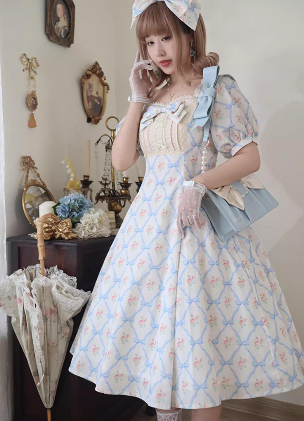 Pastoral Poem - Elegant Lolita OP Dress Floral Print 6-Piece Cut Lolita Dress - image 13