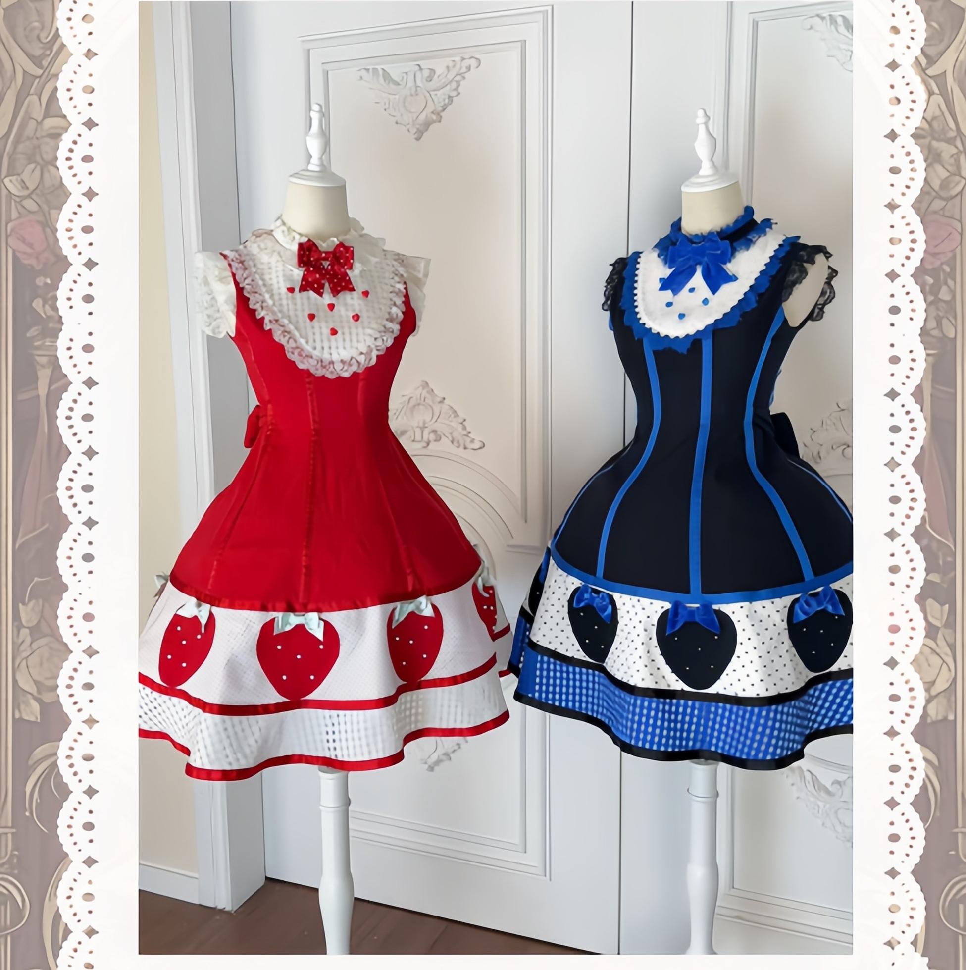 The Weird Strawberry Lady - Old School Lolita JSK, Hand-Studded Strawberry and Accessories - image 4