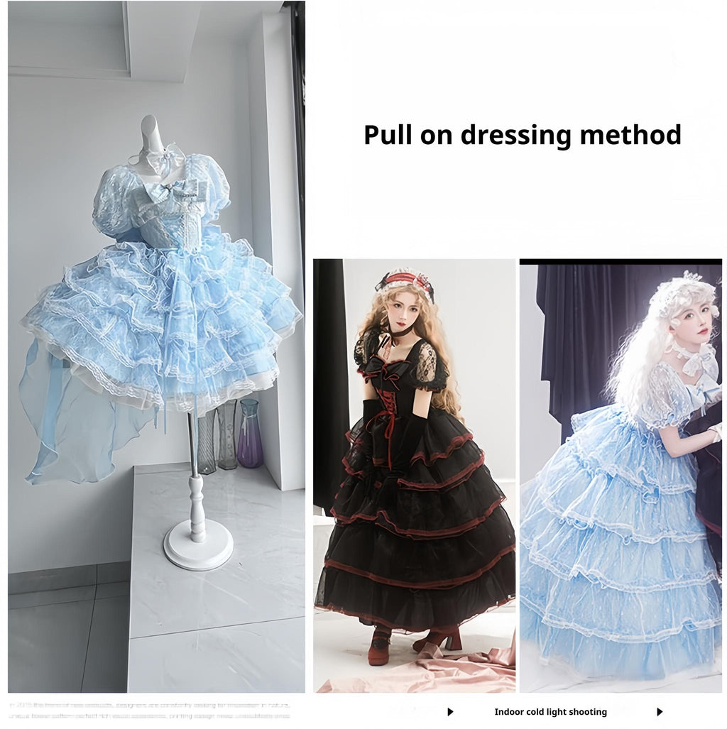 Shisan District - Wedding Lolita OP Suit with Angel Demon Wings - image 19