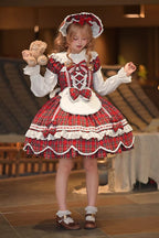 Gingham Petal Bunny - Short Sleeves Printed Ruffled Bow Sweet Lolita OP Dress - image 6