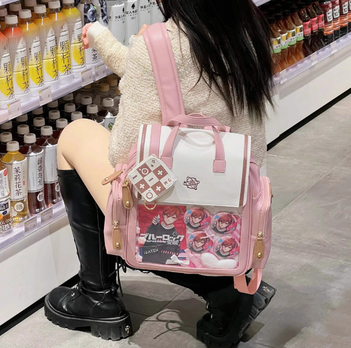 Kawaii Lolita Large-Capacity Ita Backpack with Mini Pocket and Grid Board - image 16