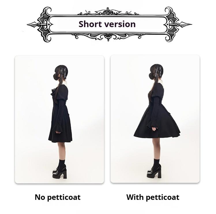 Gothic Lolita OP Dress Nun Style Fishbone Skirt - image 3