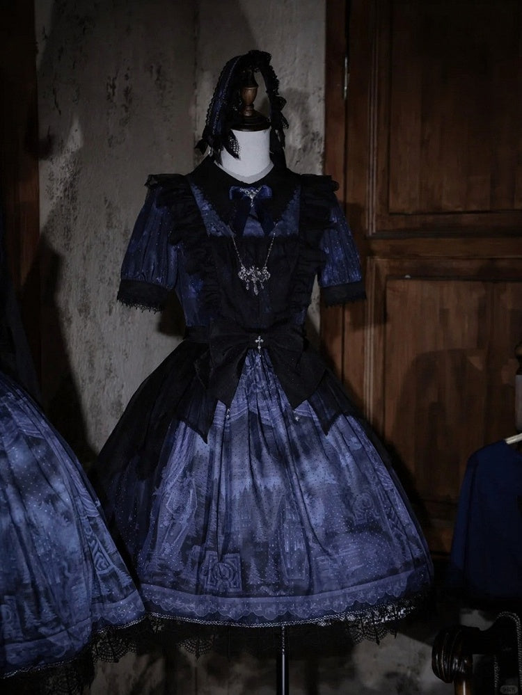 Midnight Rose Cemetery Dress with Overlay - iris de nuit - image 1
