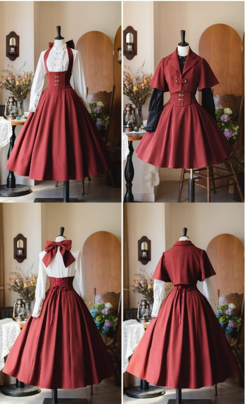 Vintage Lolita Fishbone Halter Skirt and Autumn Jacket - image 40