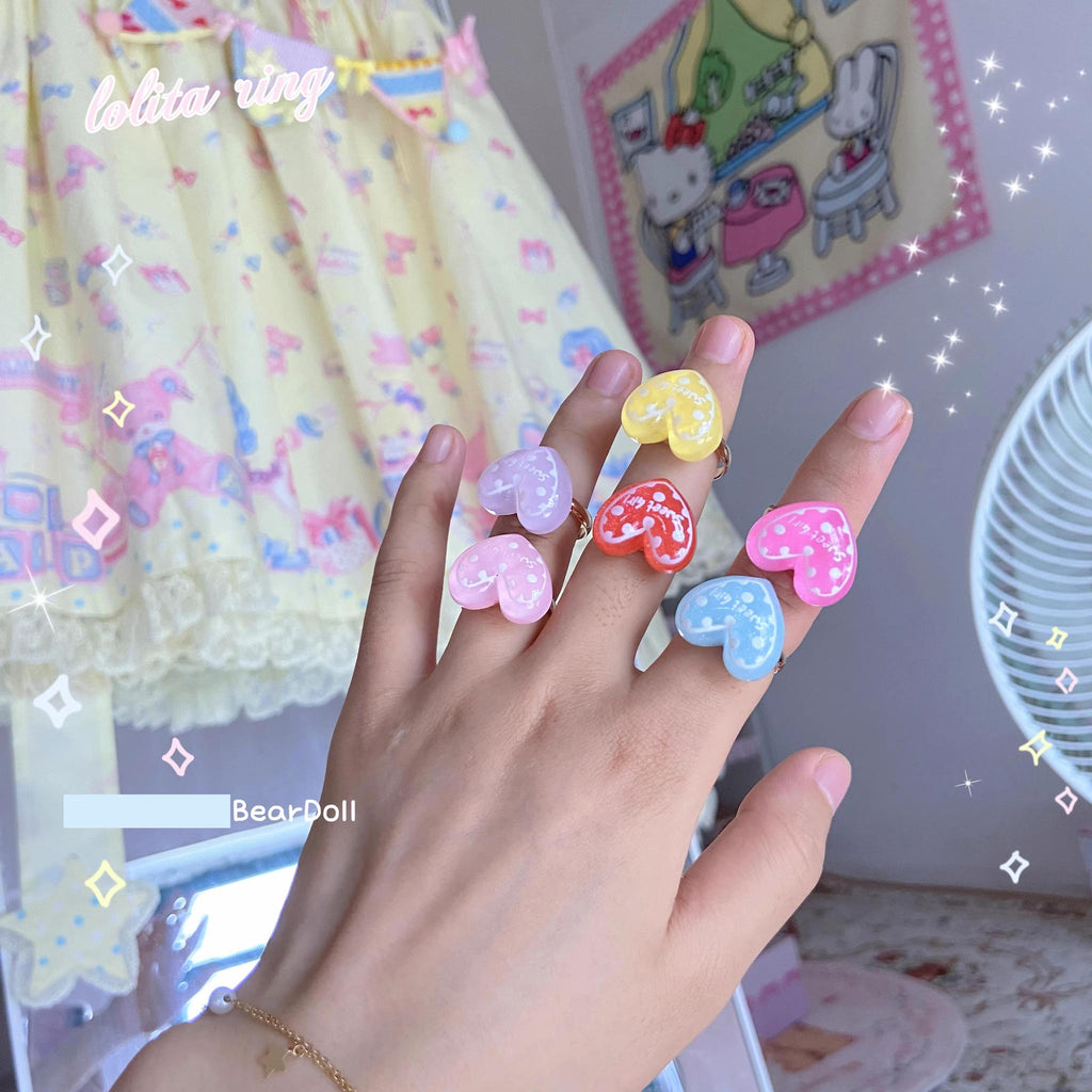 Kawaii Lolita Shell & Heart Adjustable Ring Collection - image 1