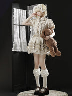 Beige Sweet Lolita Blouse and Ruffle Bubble Skirt Set - image 4
