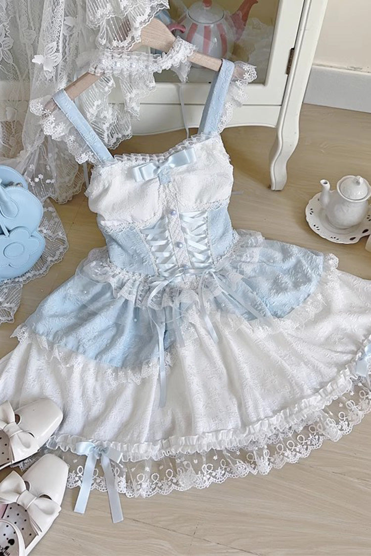 Leiffu - Sleeveless Ruffle Bowknot Lace Lace-Up Sweet Ballet Lolita JSK Dress - image 8