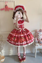 Sweet Berry Tale Strawberry Print Ruffle Bowknot Lace Sweet Lolita JSK Dress - image 17