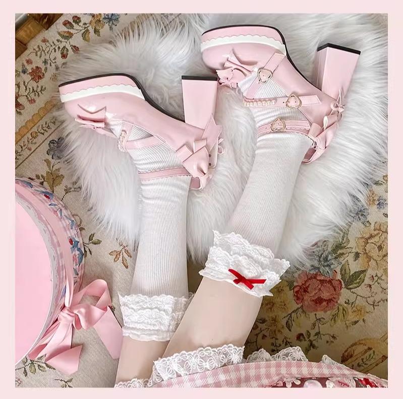 Crush Complex - Sweet Lolita Heel Shoes, Pearls & Bows - image 19