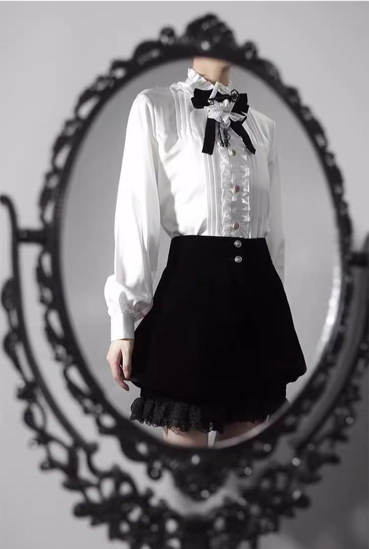 Erosion Heart F-Type - Ouji Lolita Suit Black Velvet Shorts and Skirt - image 41