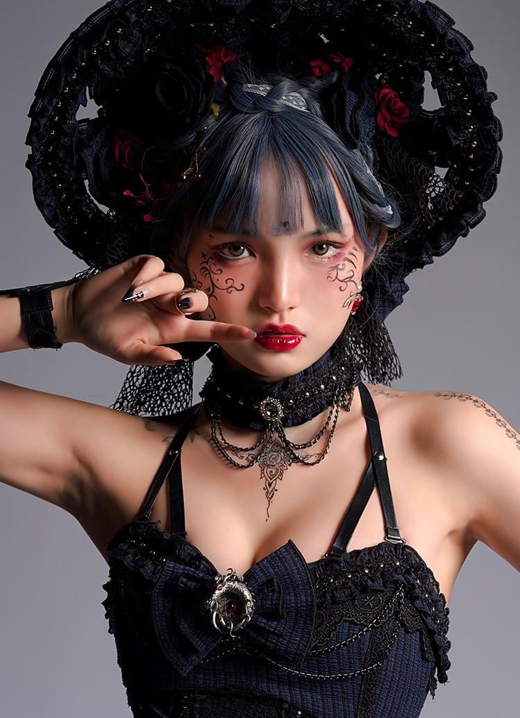 Ismailia - Gothic Lolita JSK Dress, Lace & Rose and Accessories - image 13