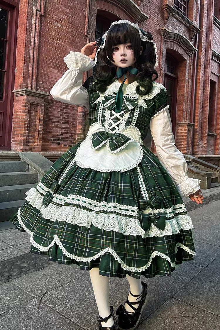Gingham Petal Bunny - Sweet Lolita OP Dress in Green - image 2