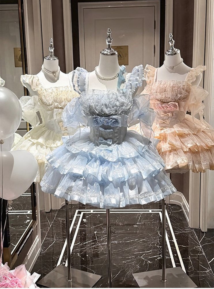 Basque-Waist Lolita JSK with Bow Details and Wrist Cuffs - image 2