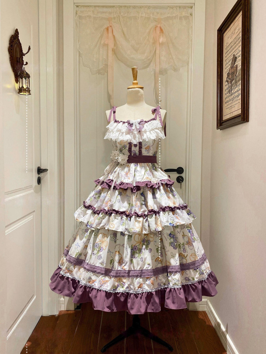 Blueberry Midsummer - Country Lolita Tiered JSK, Blueberry Print - image 3
