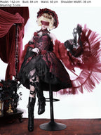 Rose Blood - Black Red Gothic Lolita JSK Jacquard Court Dress - image 4