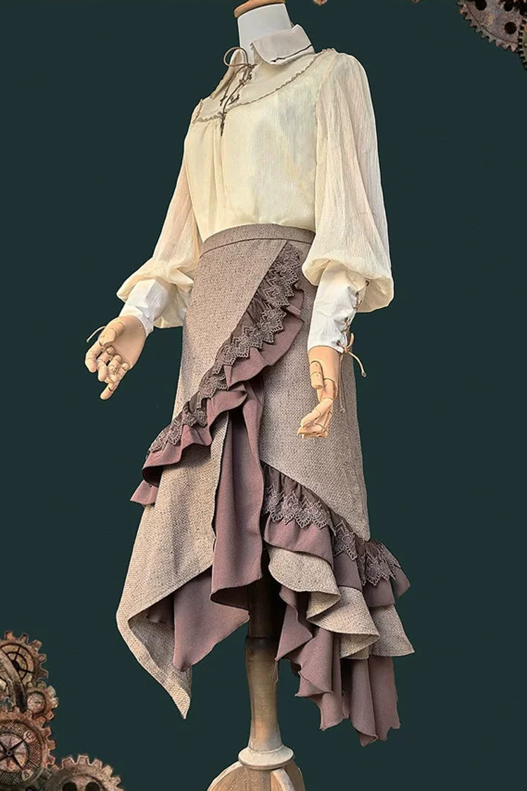 The Traveler - Sleeveless Ruffled Irregular Asymmetric Punk Lolita Skirt Set - image 6
