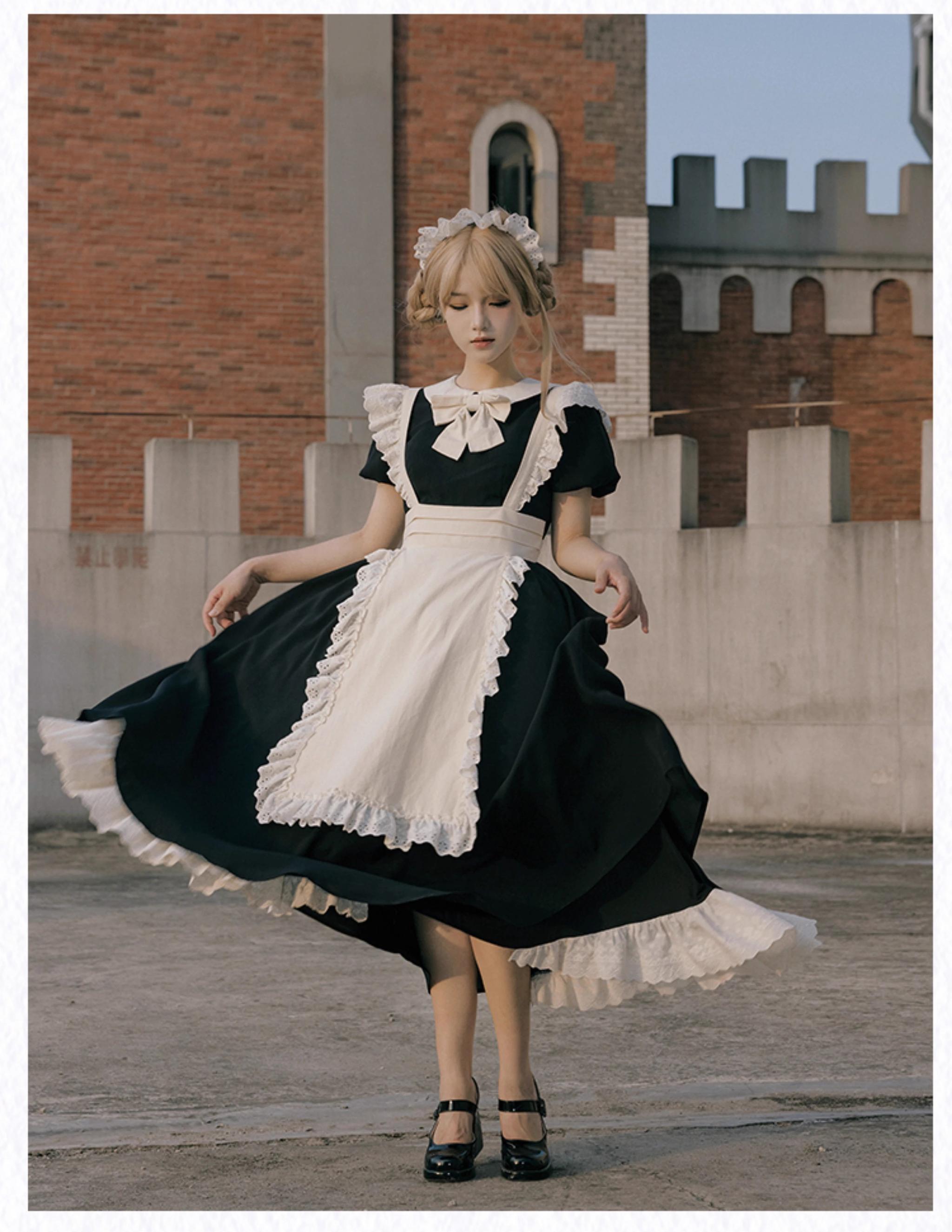 Kiss Kiss - Vintage Maid Lolita OP Dress and Apron - image 23