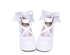 Daily Lolita Leather Shoes Platform Medium Heel Big Bow Shoe - image 5