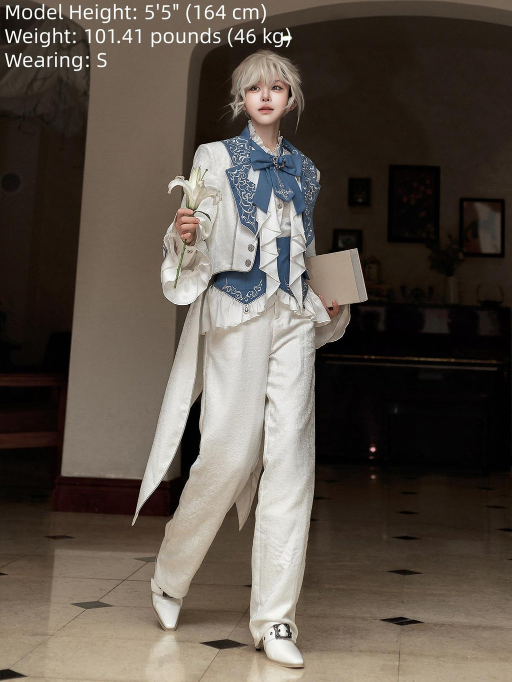 Lunar Paladin - Embroidered Ouji Lolita Tailcoat Set - image 4