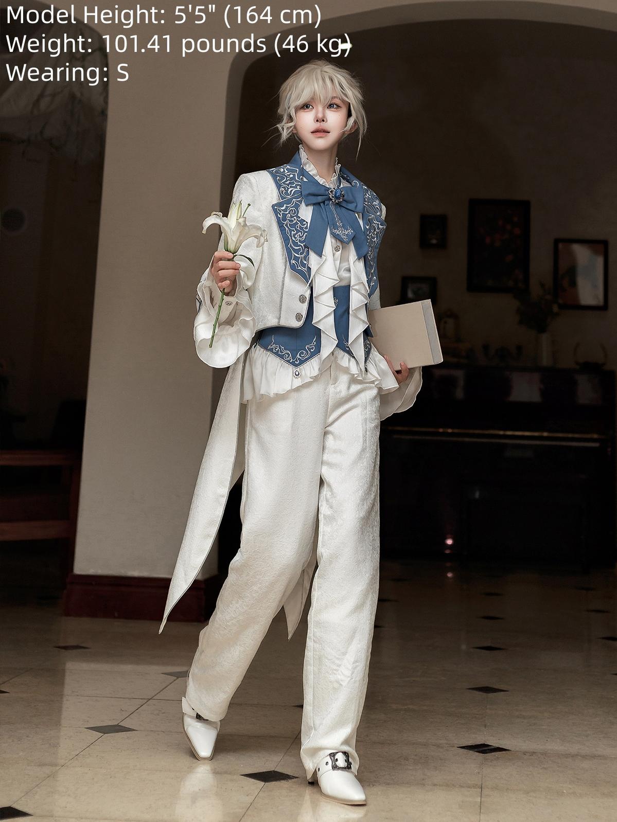 Lunar Paladin - Embroidered Ouji Lolita Tailcoat Set - image 4